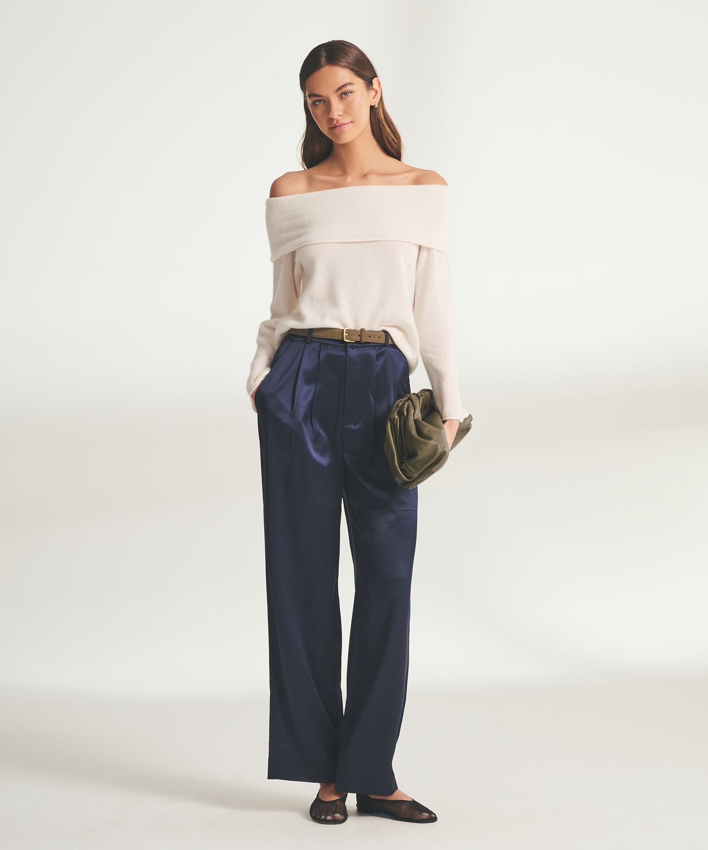 Lightweight Cashmere Off The Shoulder Top