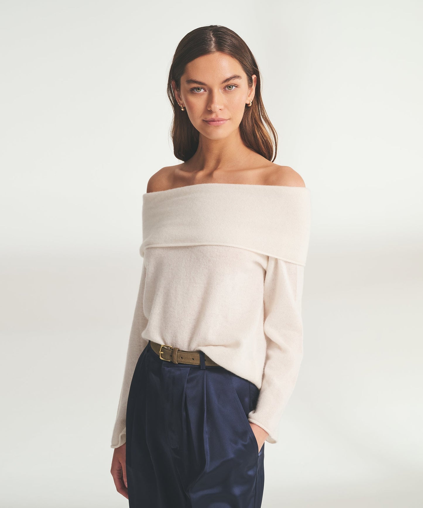 Lightweight Cashmere Off The Shoulder Top