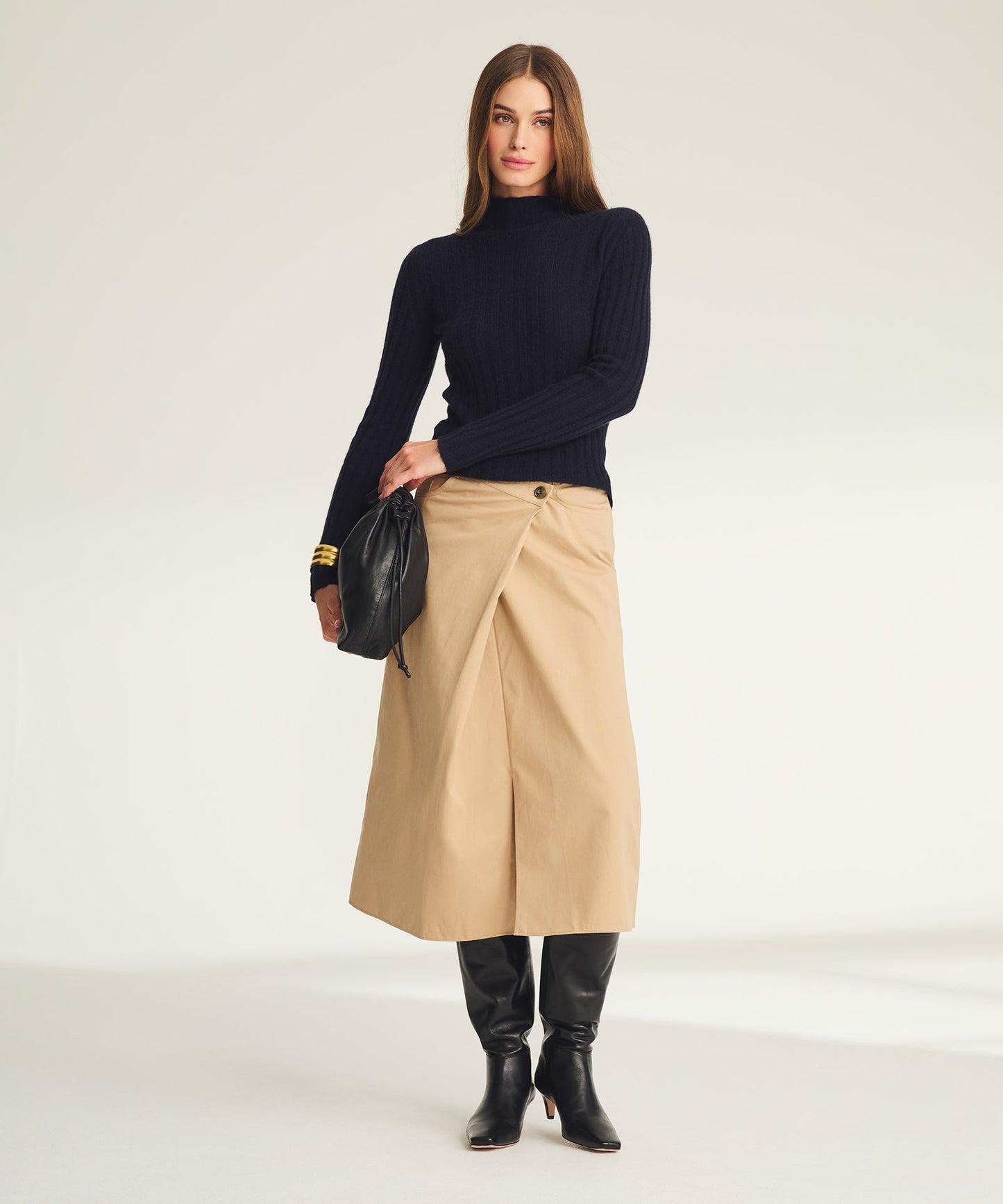 Lightweight Cashmere Ribbed Mockneck Sweater