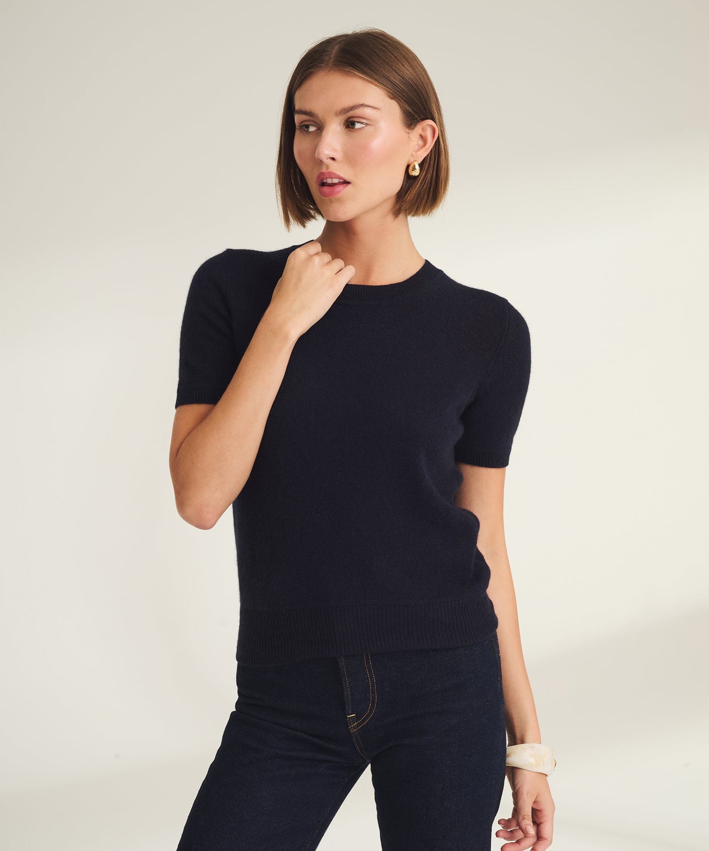 Lightweight Cashmere Short Sleeve Sweater