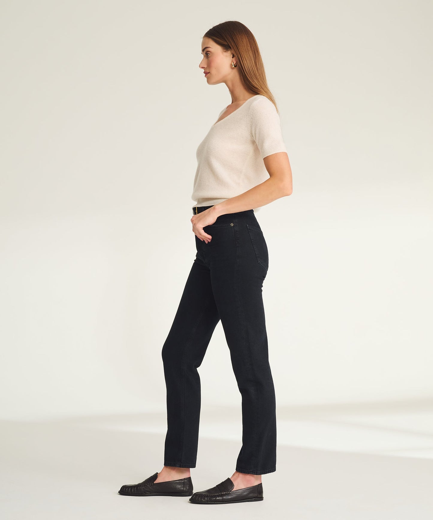 Lightweight Cashmere Short Sleeve V-Neck Sweater