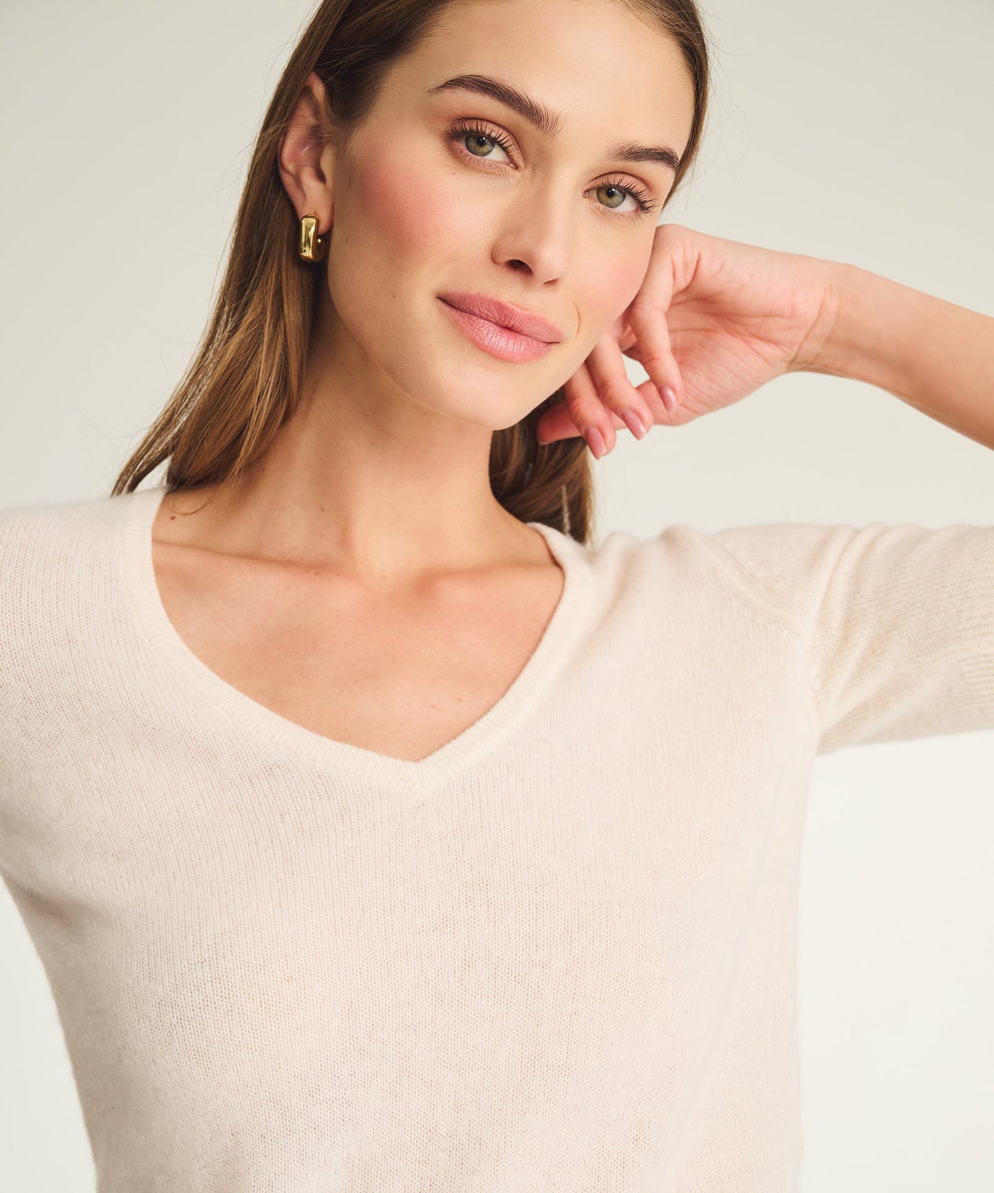 Lightweight Cashmere Short Sleeve V-Neck Sweater