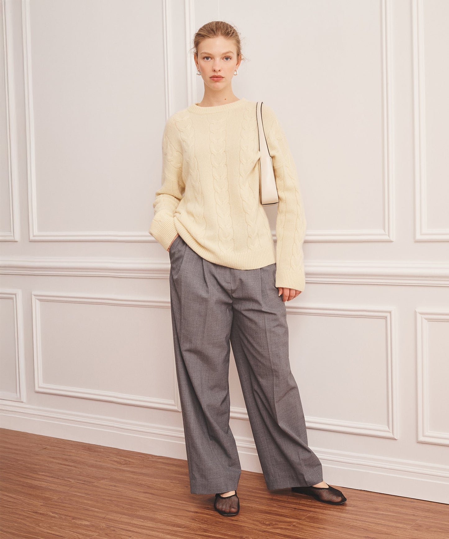 Luxe Cashmere Cable Crewneck