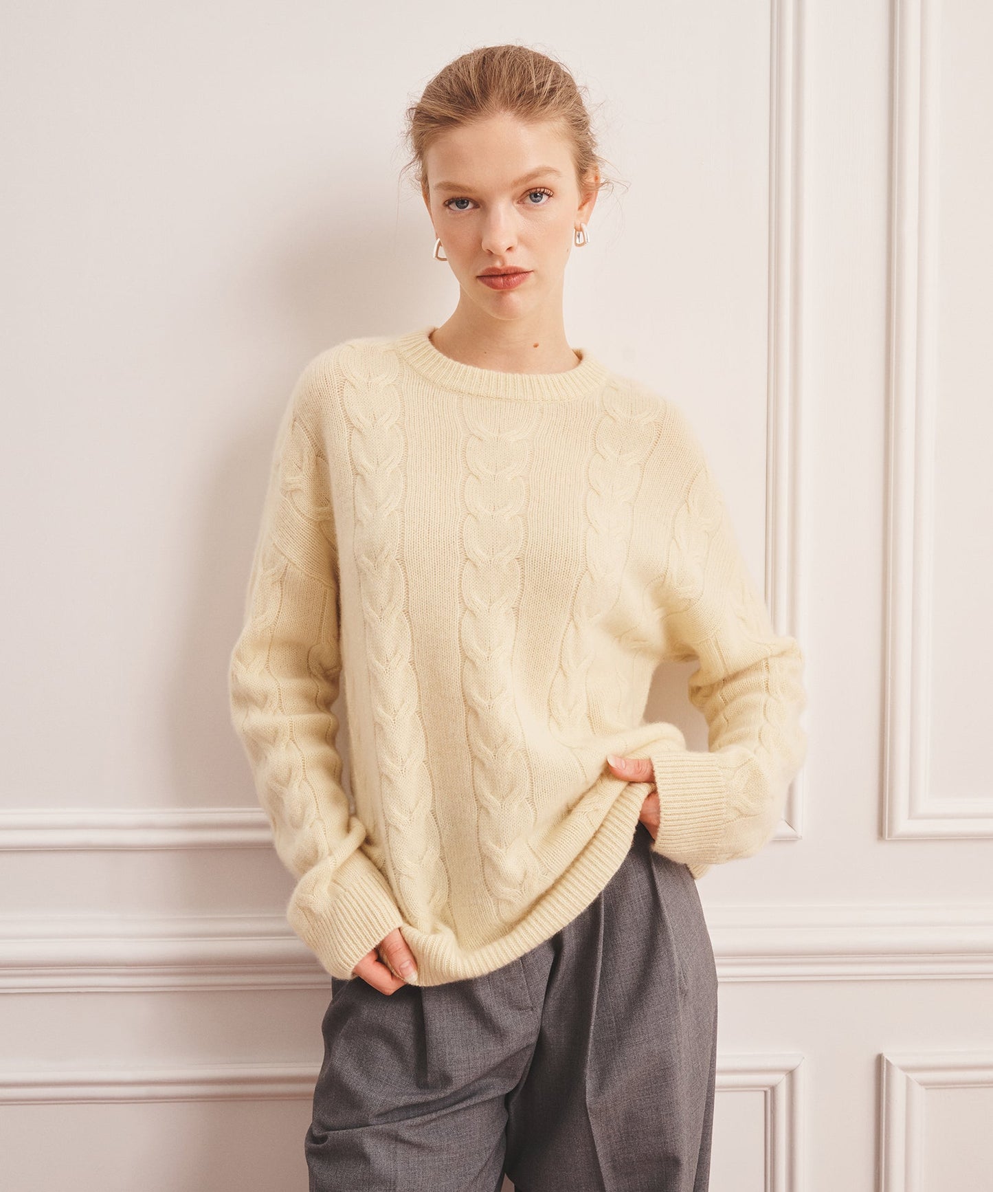Luxe Cashmere Cable Crewneck