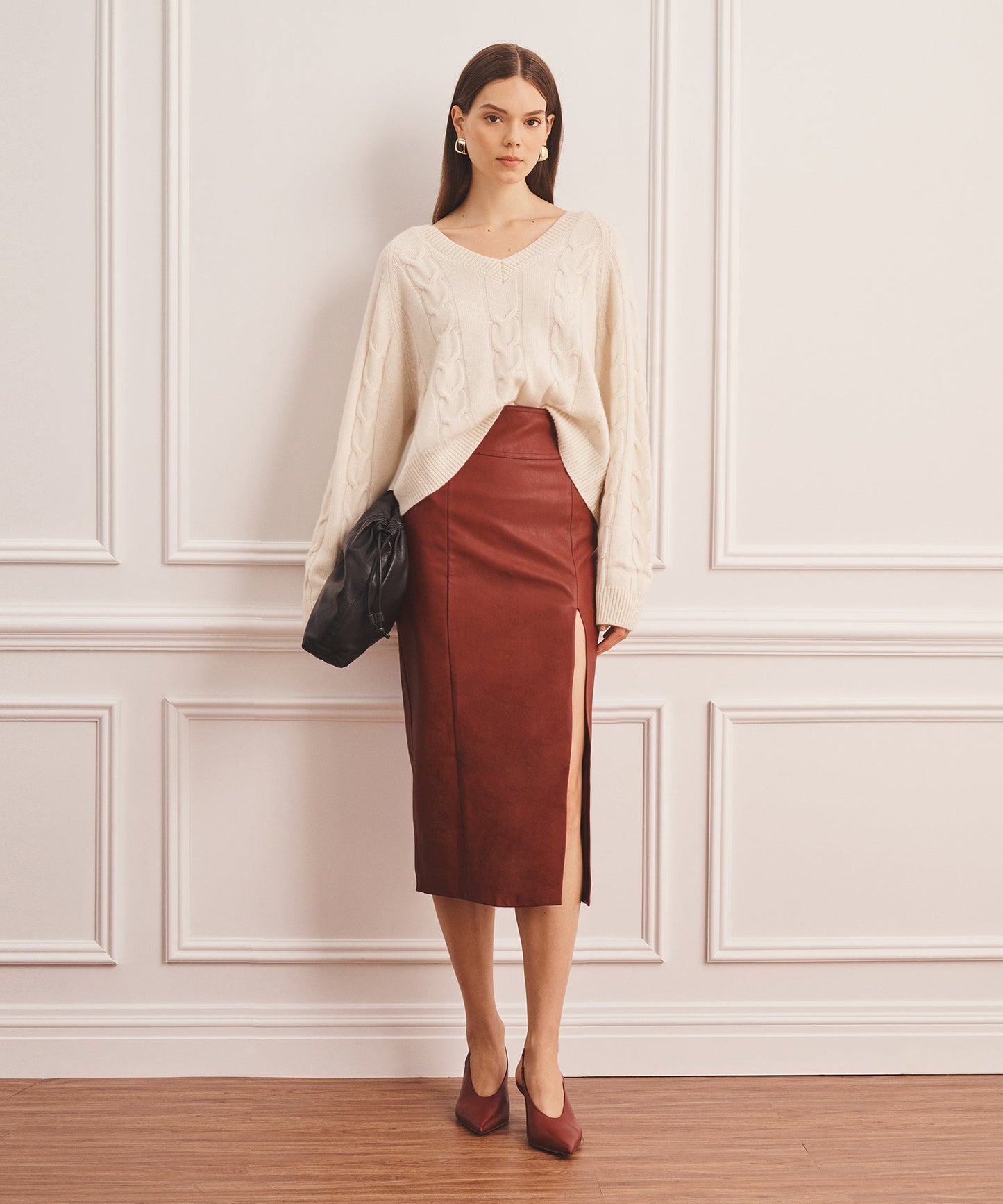 Luxe Cashmere Cable V-Neck Sweater