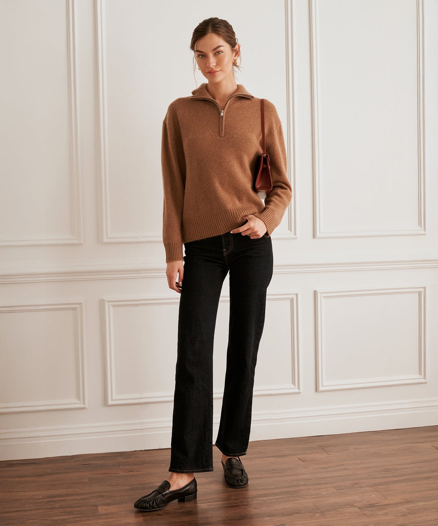 Luxe Cashmere High Neck Quarter Zip