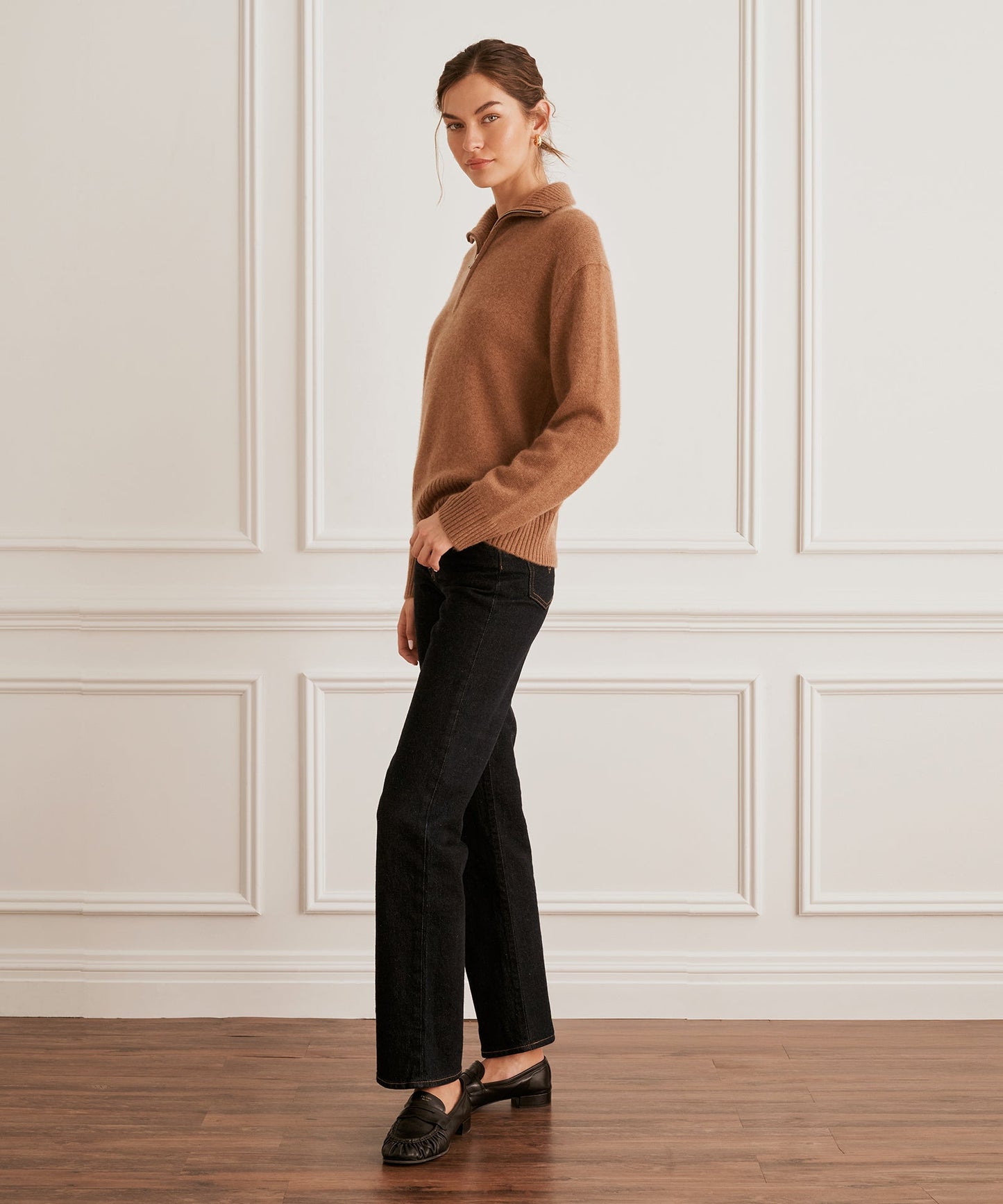 Luxe Cashmere High Neck Quarter Zip