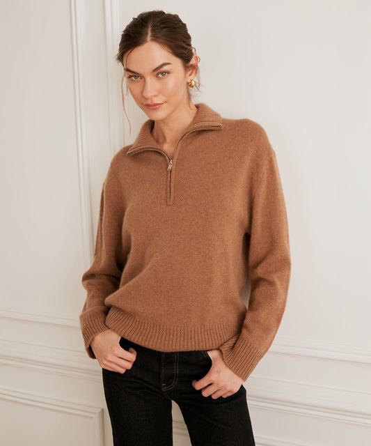 Luxe Cashmere High Neck Quarter Zip