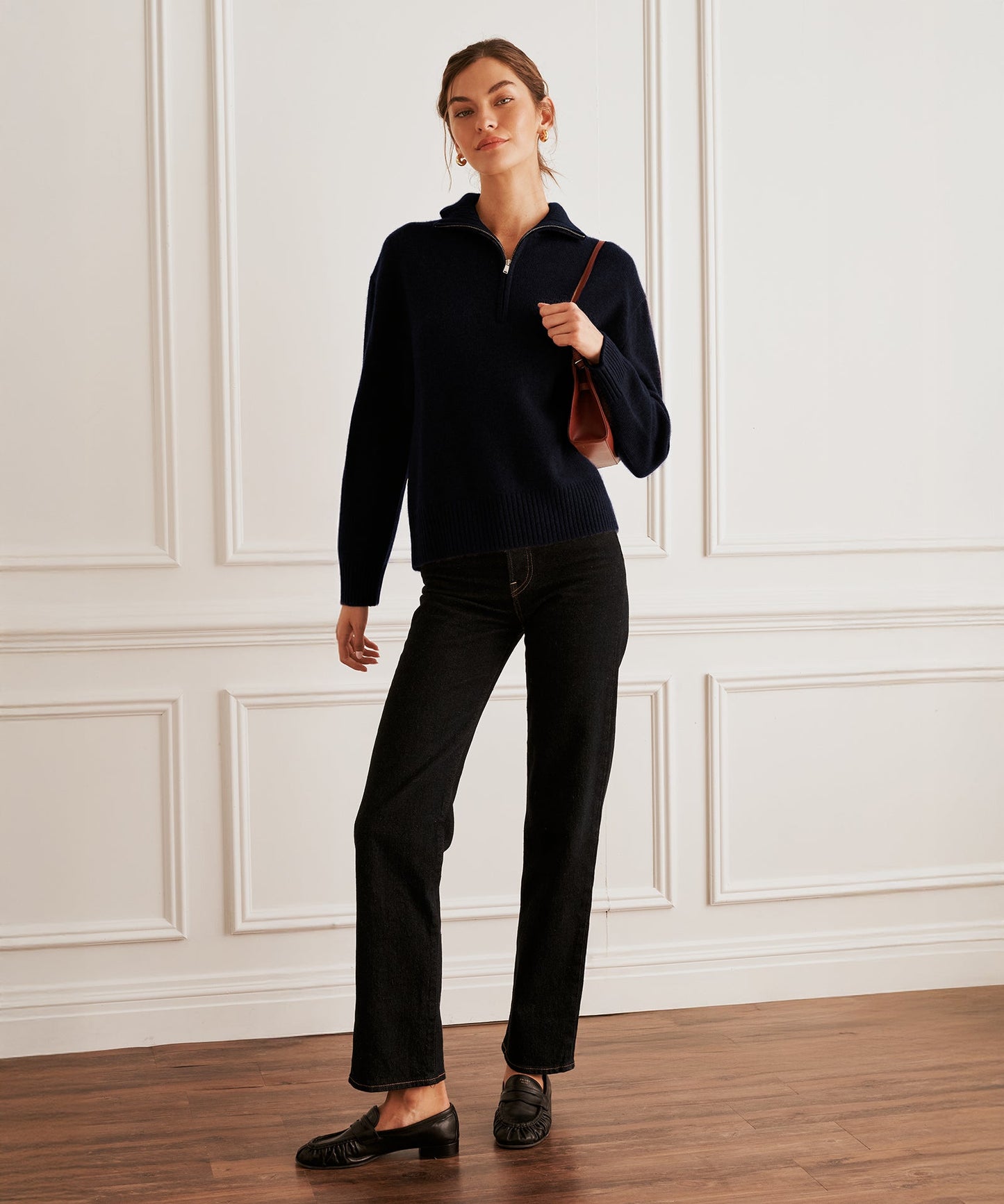 Luxe Cashmere High Neck Quarter Zip