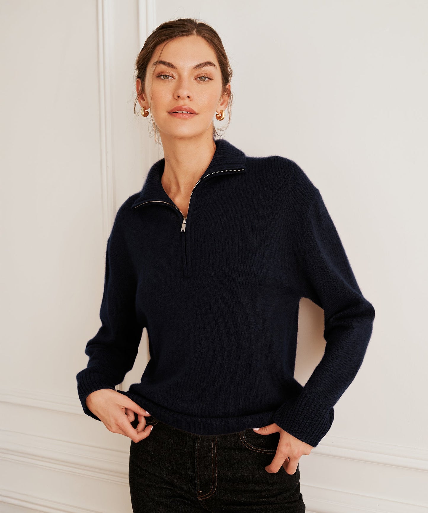 Luxe Cashmere High Neck Quarter Zip