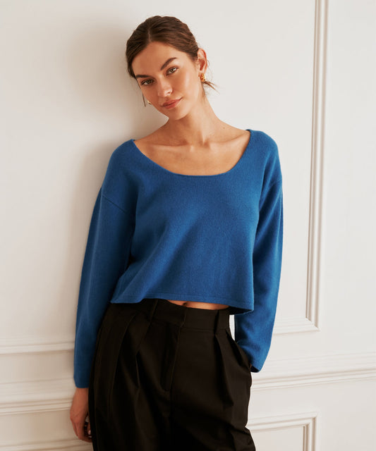 Luxe Cashmere Reversible Boatneck Sweater