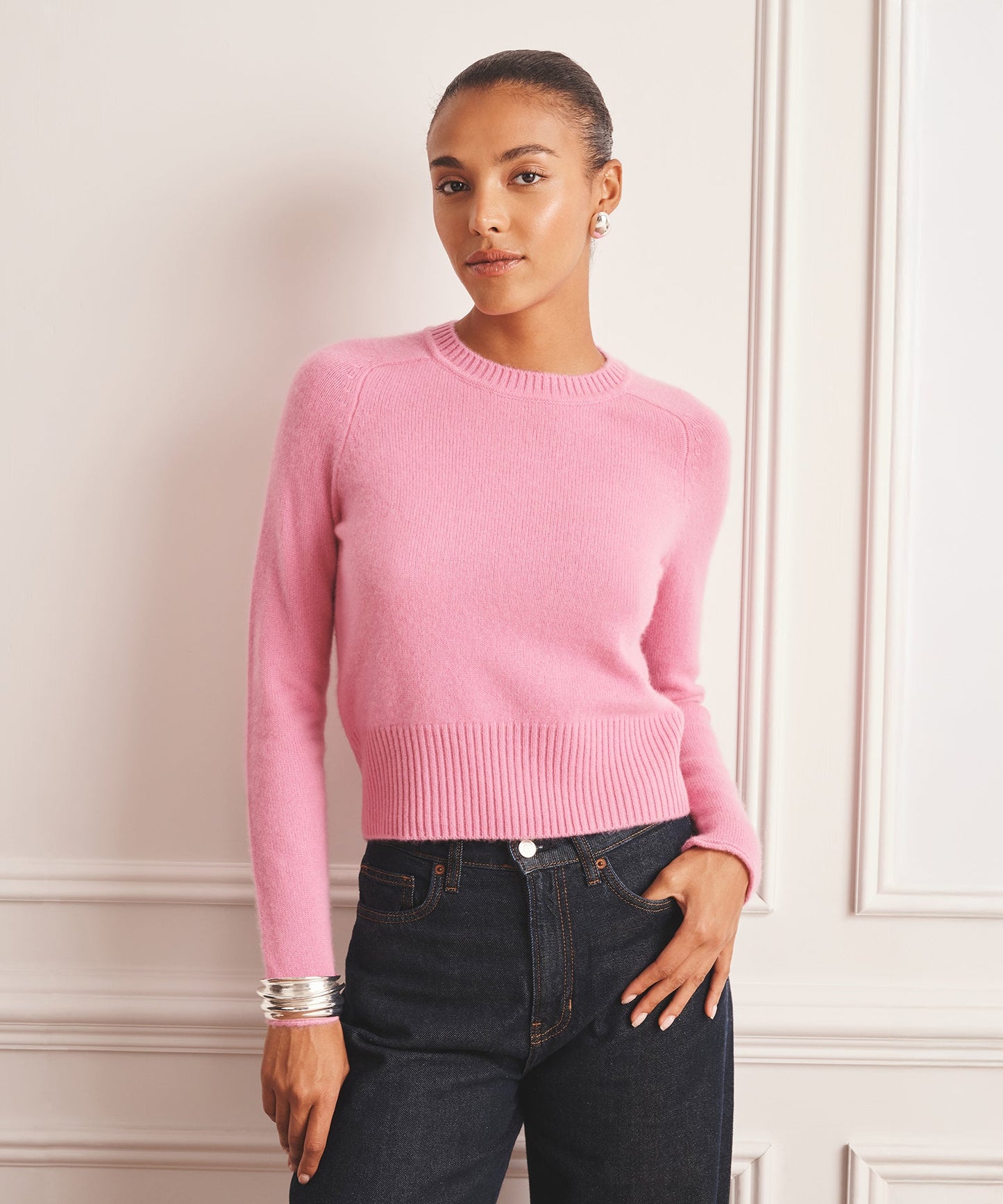 Luxe Cashmere Saddle Crewneck Sweater