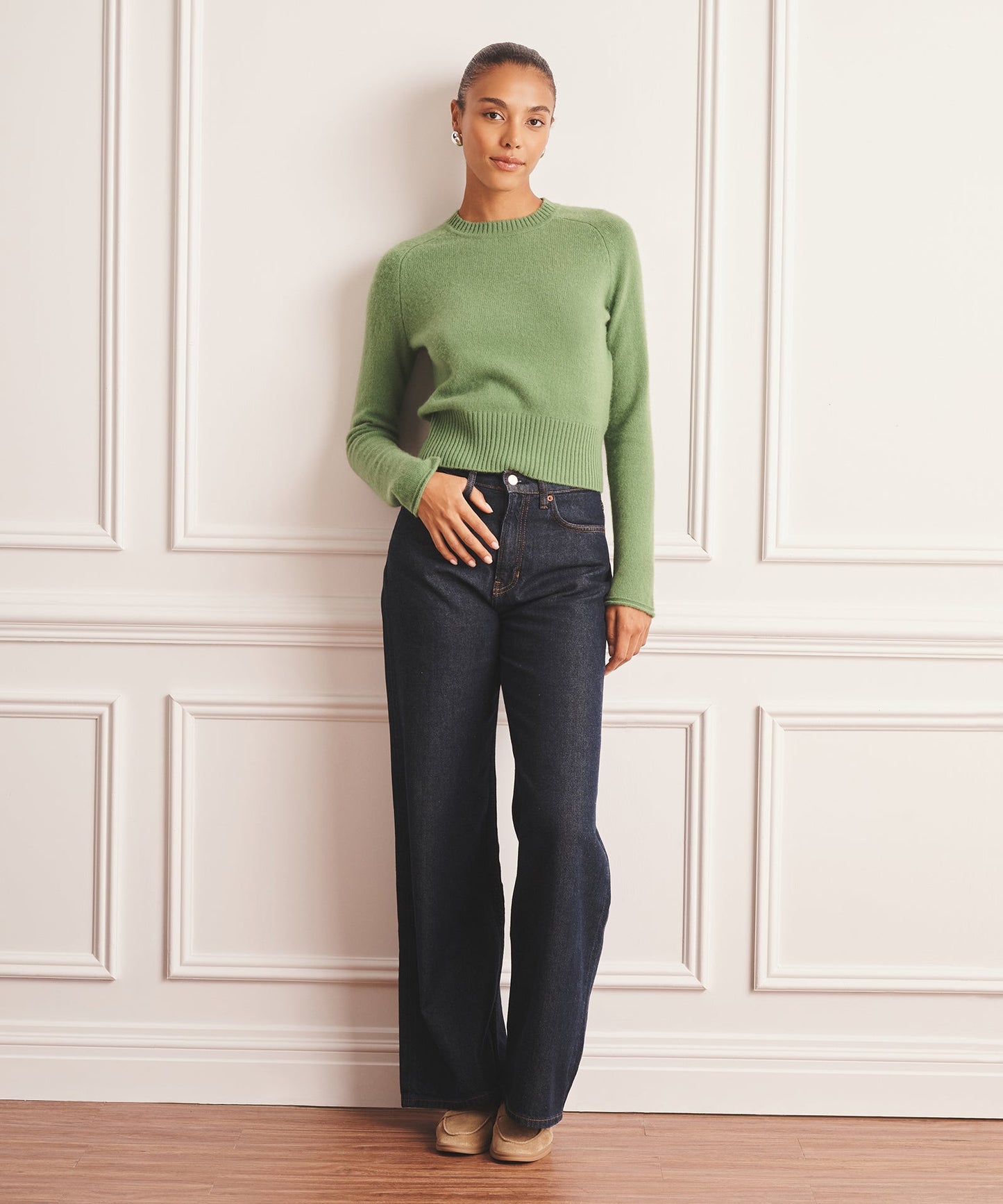 Luxe Cashmere Saddle Crewneck Sweater