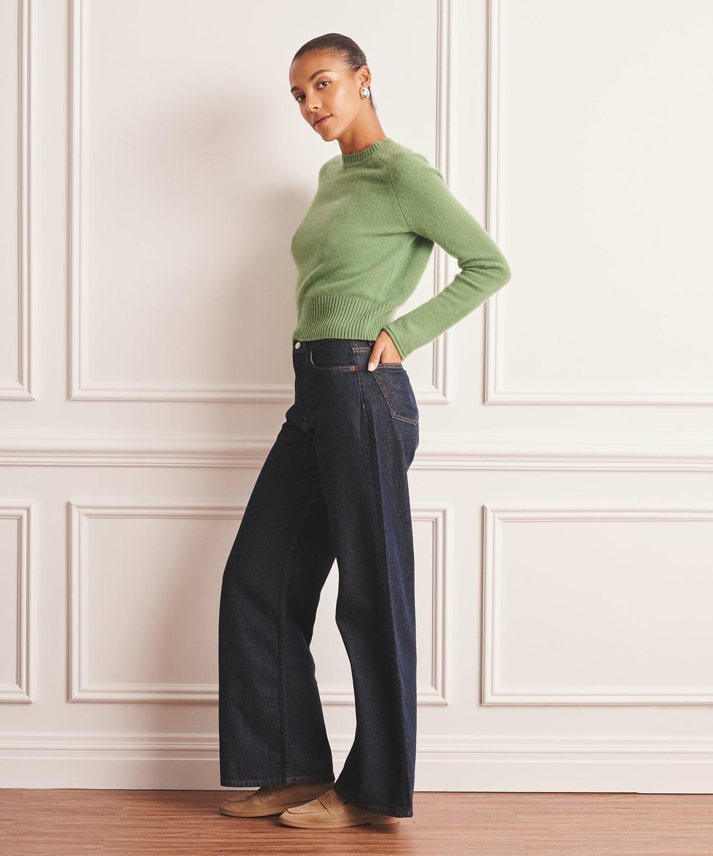 Luxe Cashmere Saddle Crewneck Sweater