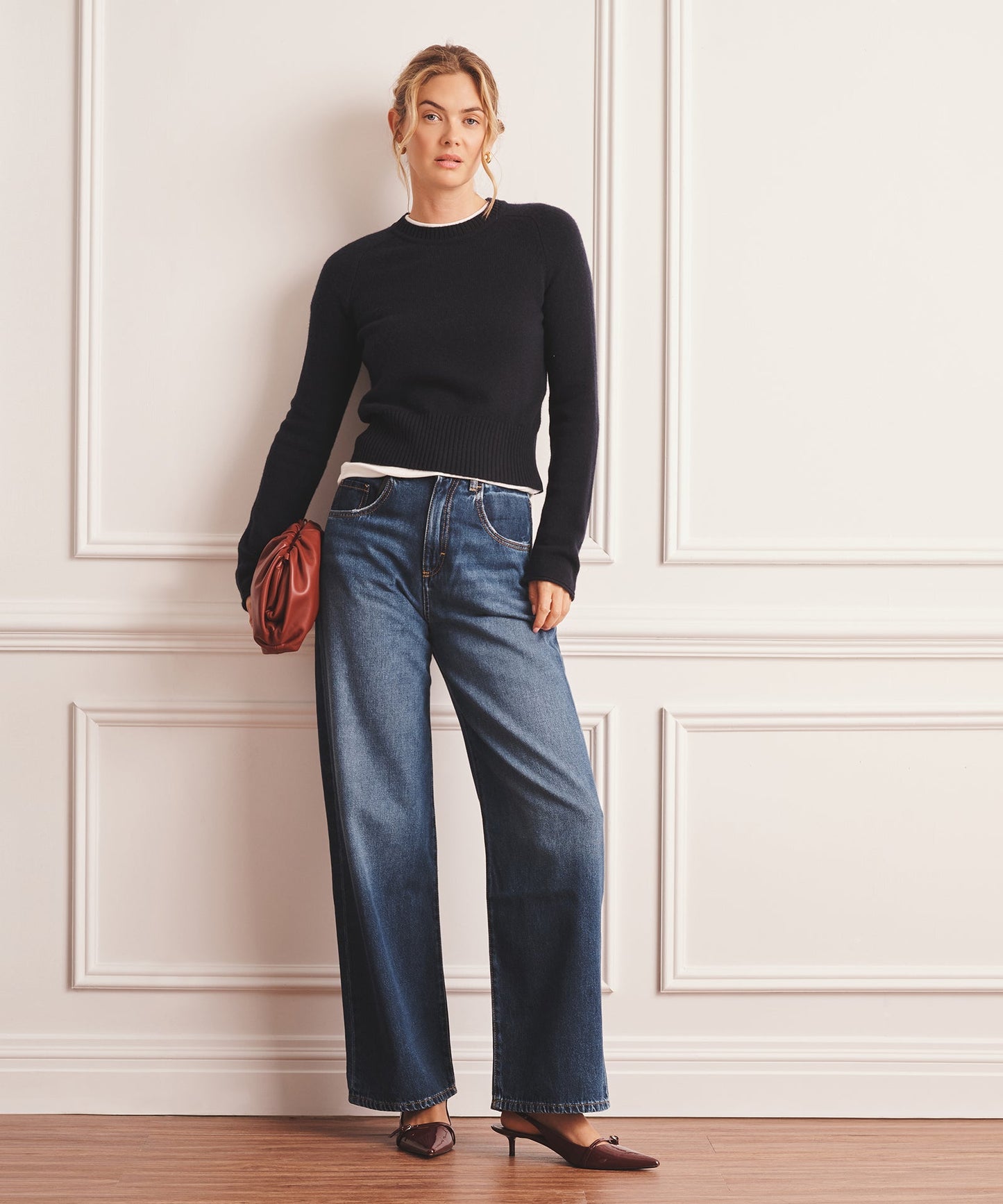 Luxe Cashmere Saddle Crewneck Sweater