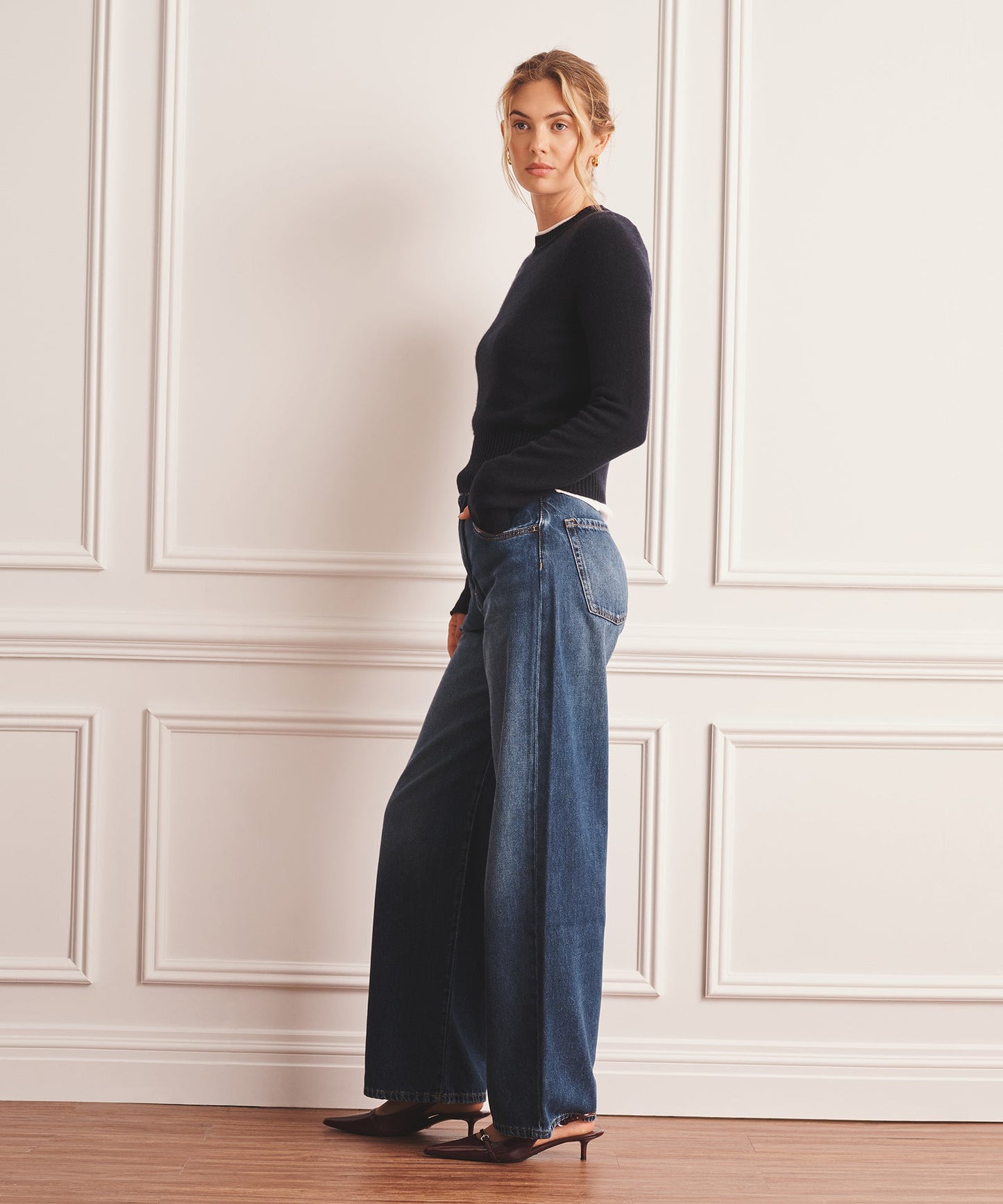 Luxe Cashmere Saddle Crewneck Sweater