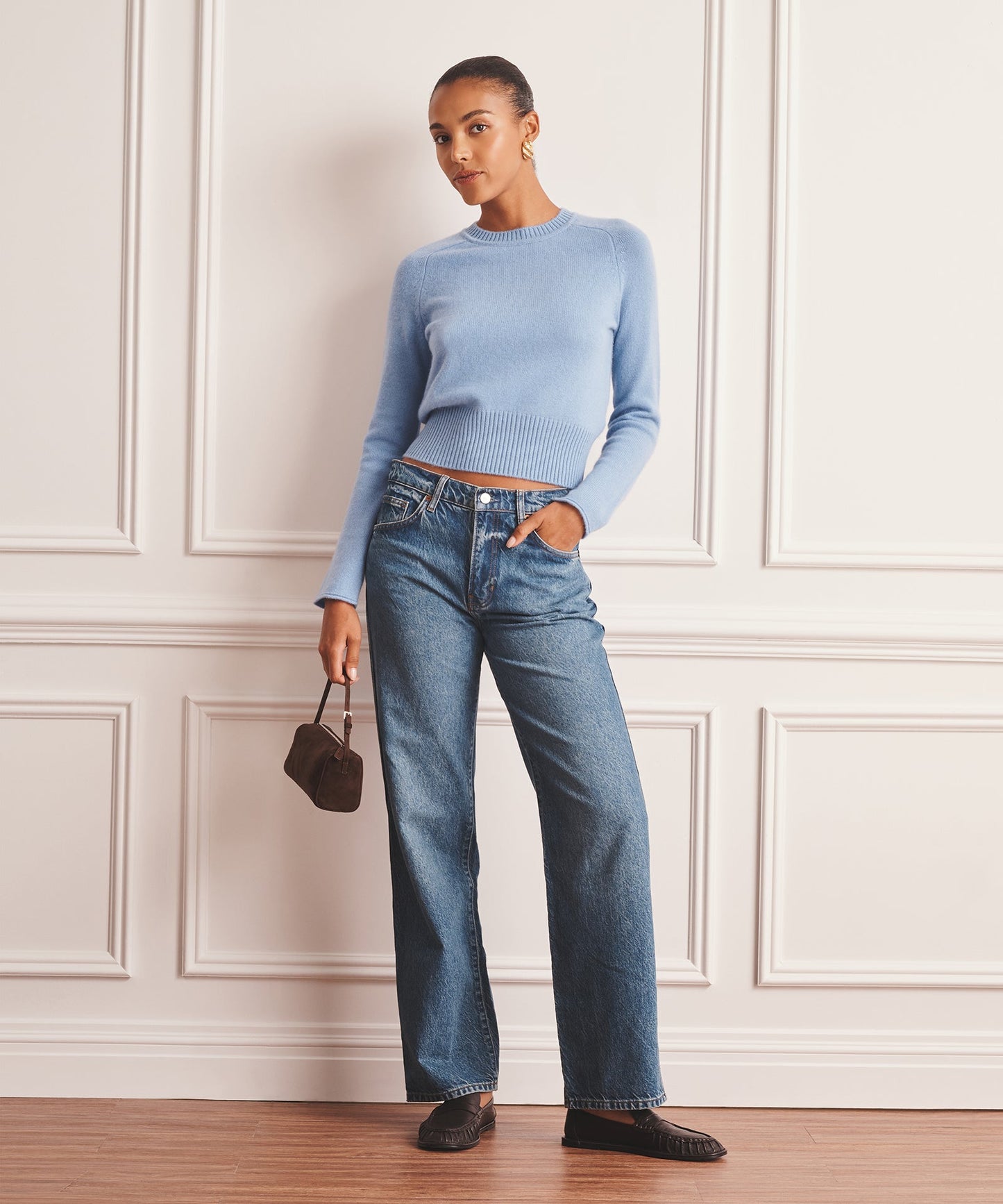 Luxe Cashmere Saddle Crewneck Sweater