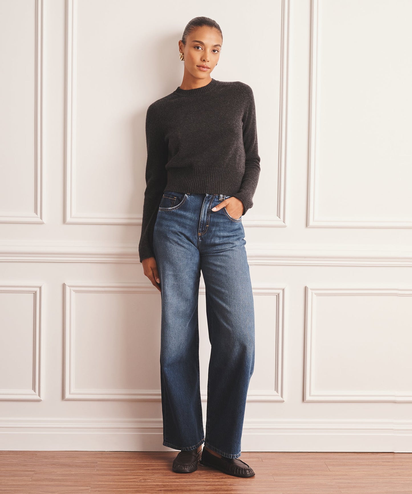 Luxe Cashmere Saddle Crewneck Sweater