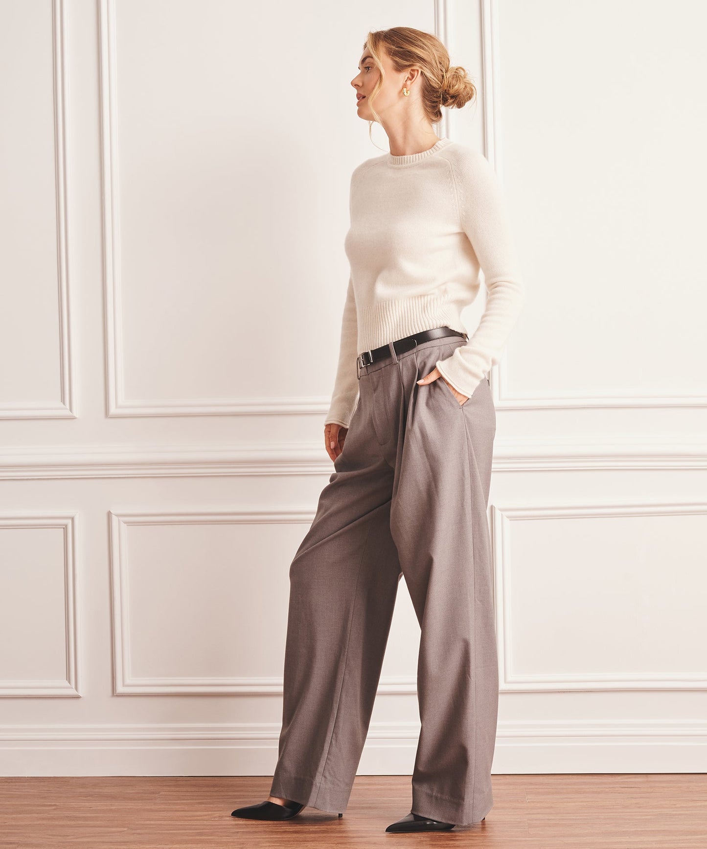 Luxe Cashmere Saddle Crewneck Sweater