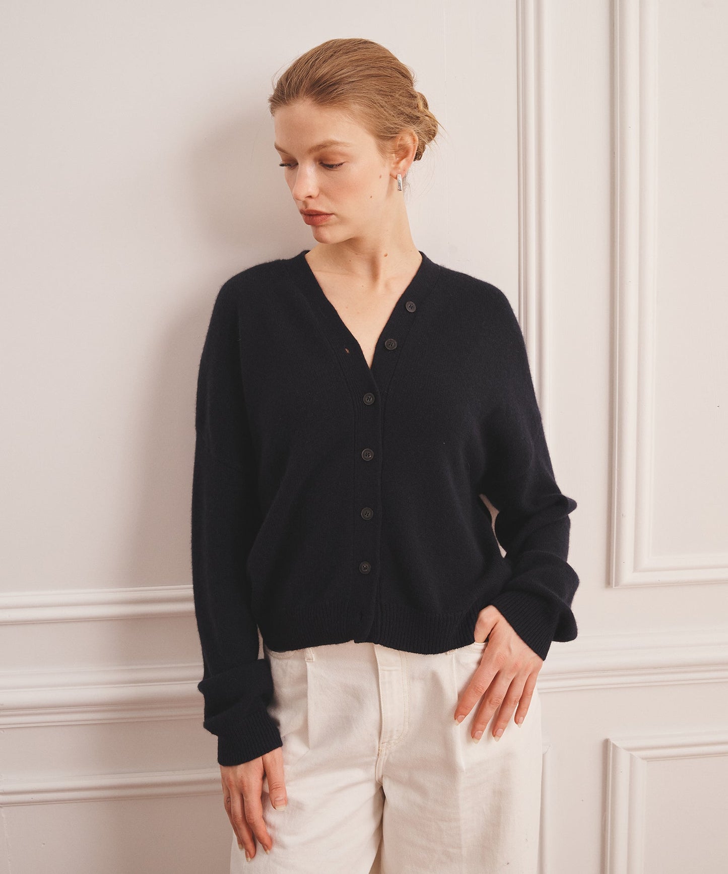 Luxe Cashmere V-Neck Bomber Cardigan