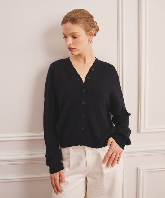 Luxe Cashmere V-Neck Bomber Cardigan