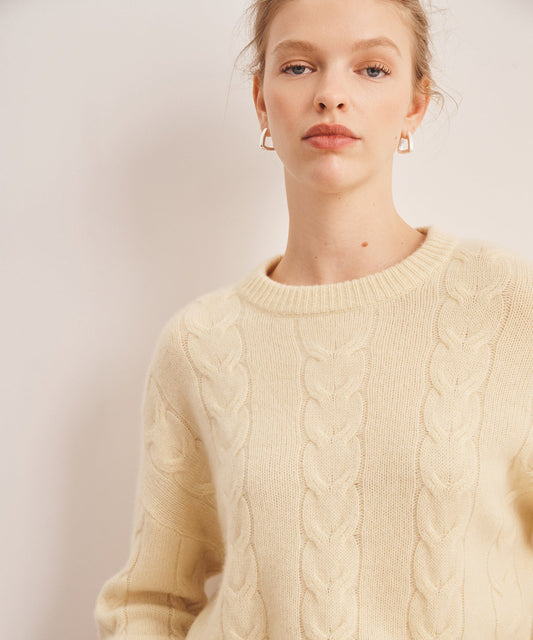 Luxe Cashmere Cable Crewneck