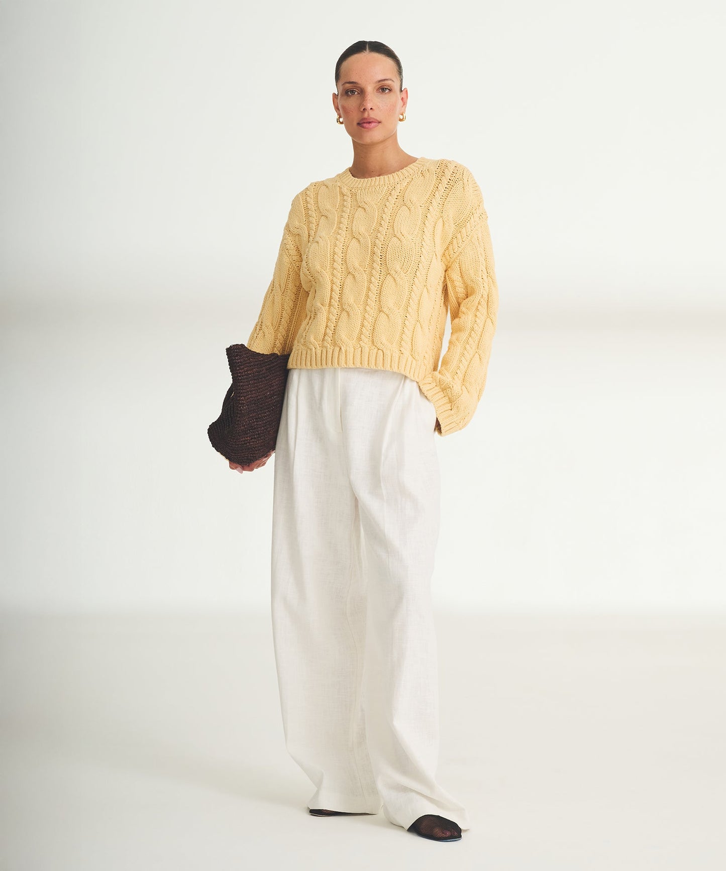 Luxe Cotton Cable Crewneck