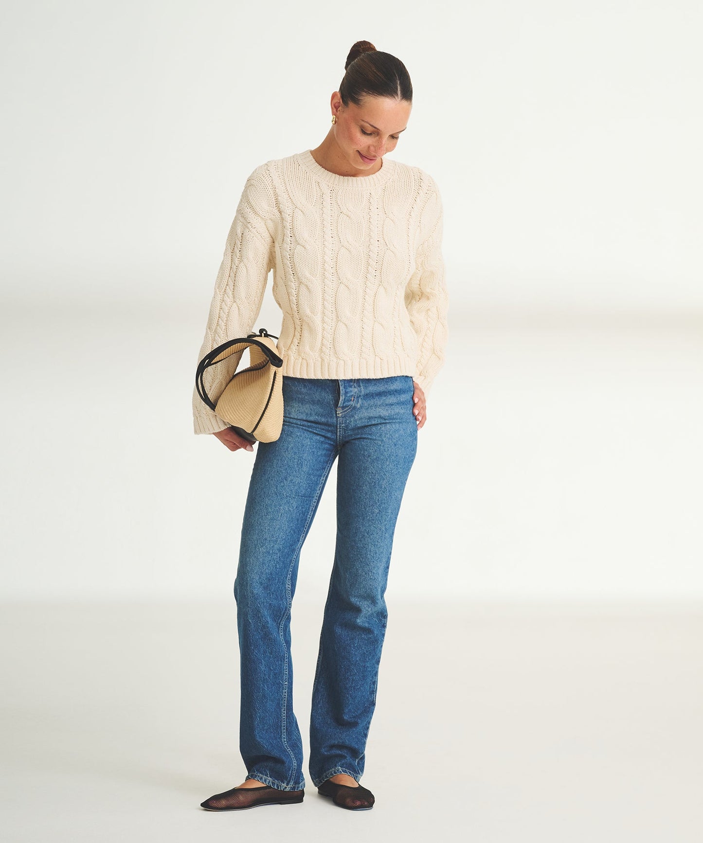 Luxe Cotton Cable Crewneck