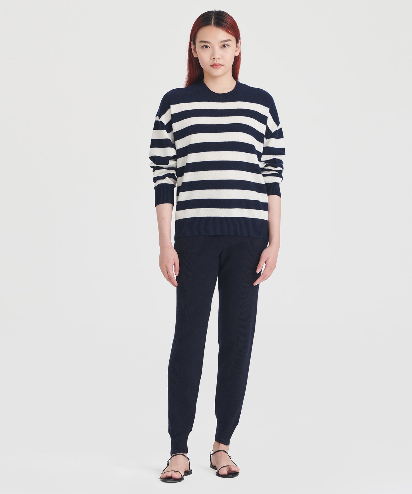 Signature Cashmere Striped Crewneck Sweater
