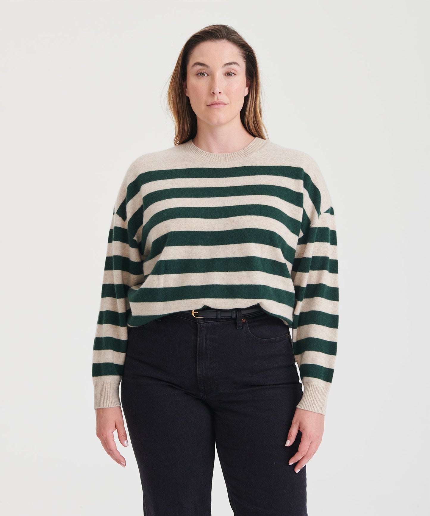 Signature Cashmere Striped Crewneck Sweater
