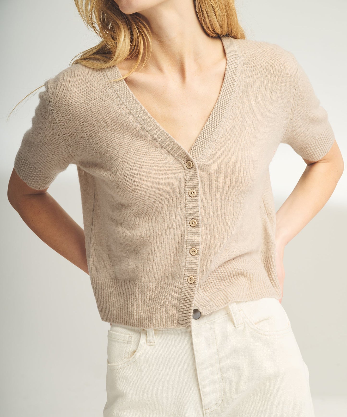 Lightweight Cashmere Short Sleeve Cardigan