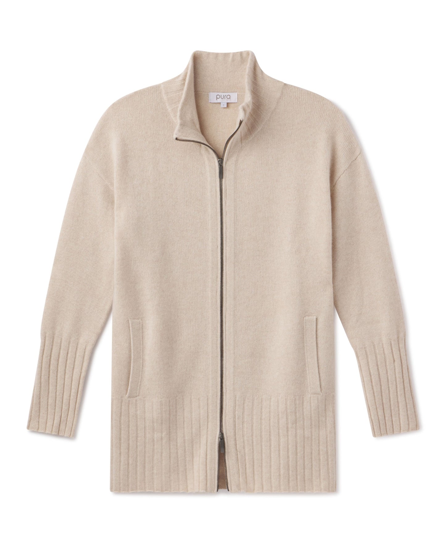 Cashmere Zip Up Cardigan
