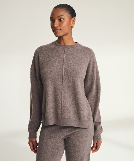 Signature Cashmere Crewneck Sweater with Pintucks