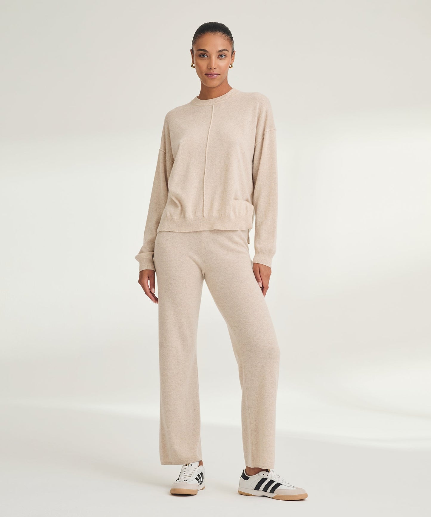 Signature Cashmere Crewneck Sweater with Pintucks