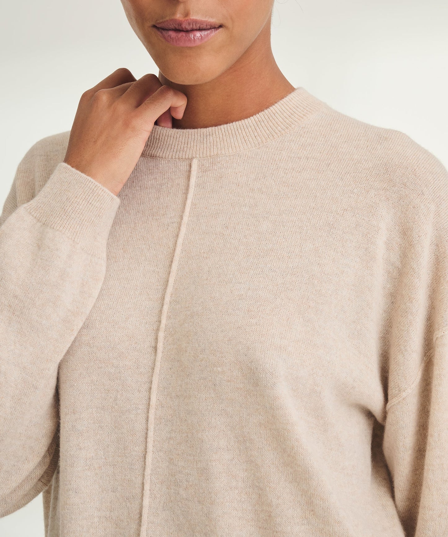 Signature Cashmere Crewneck Sweater with Pintucks