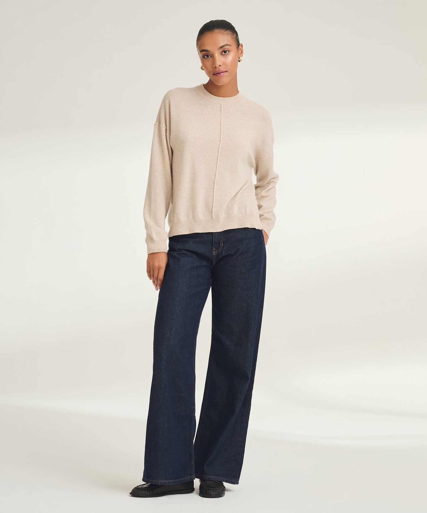 Signature Cashmere Crewneck Sweater with Pintucks