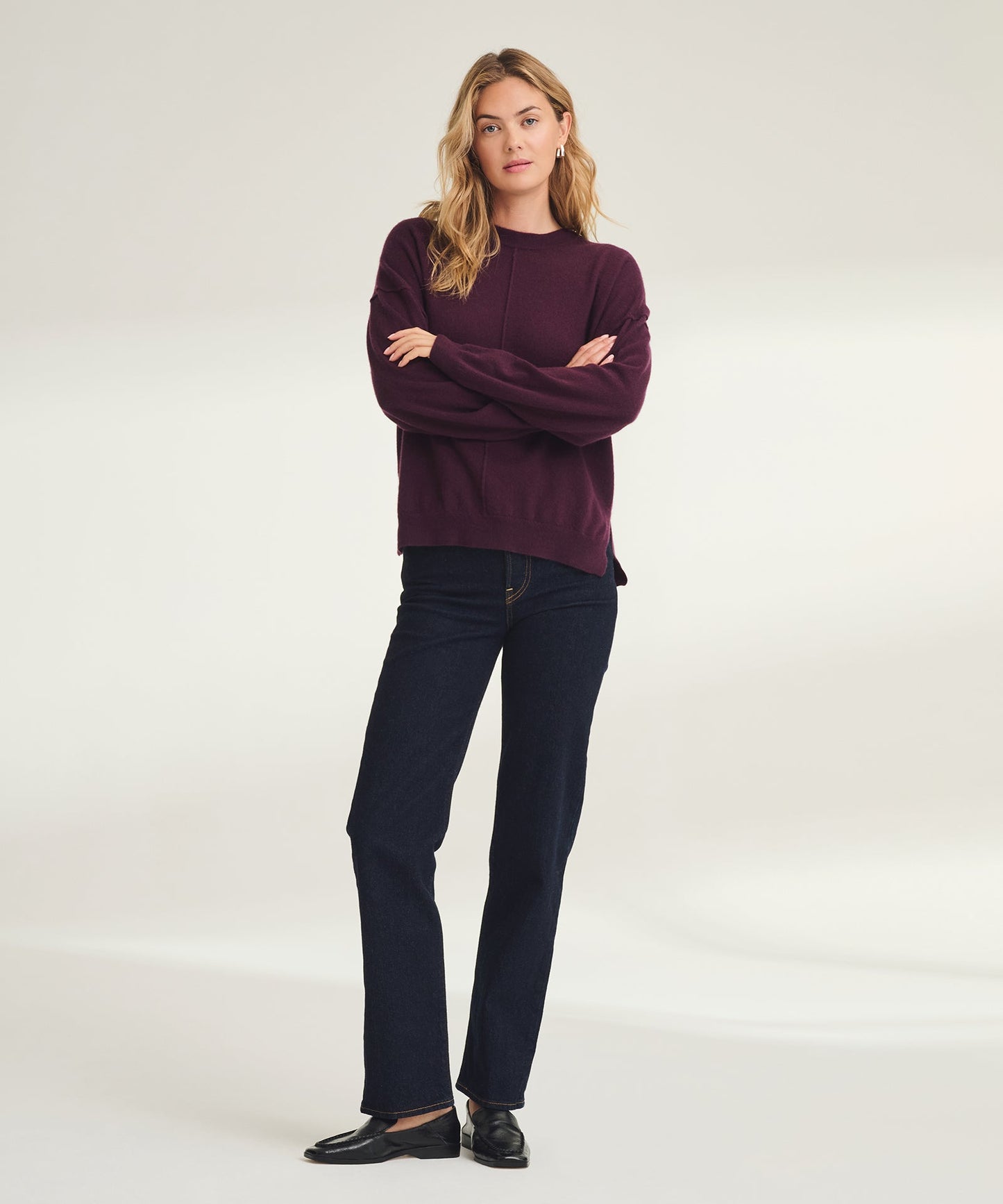 Signature Cashmere Crewneck Sweater with Pintucks