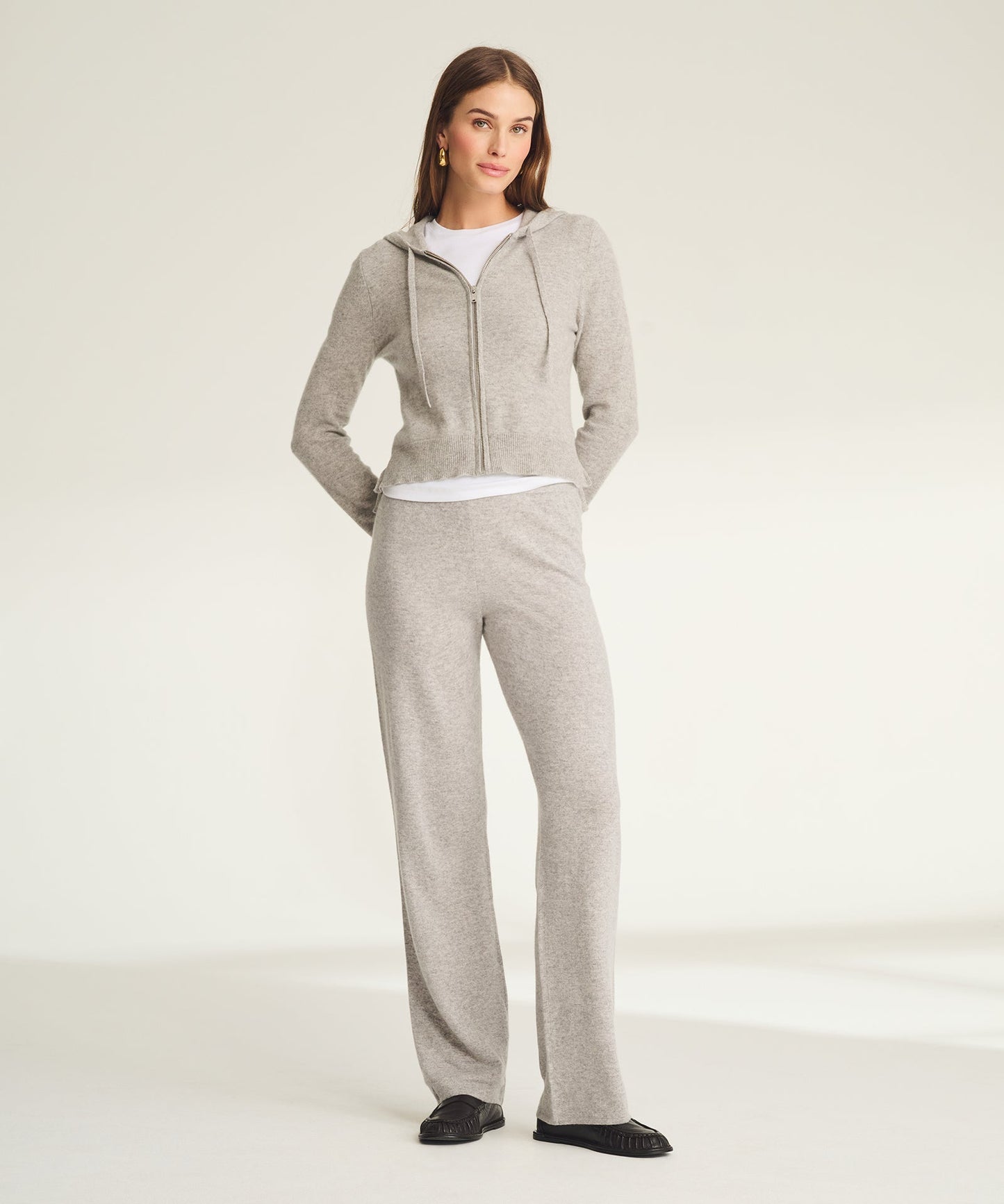 Signature Cashmere Cropped Zip Up Hoodie