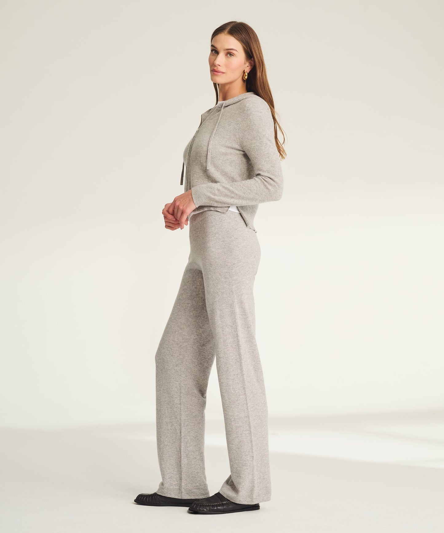 Signature Cashmere Cropped Zip Up Hoodie