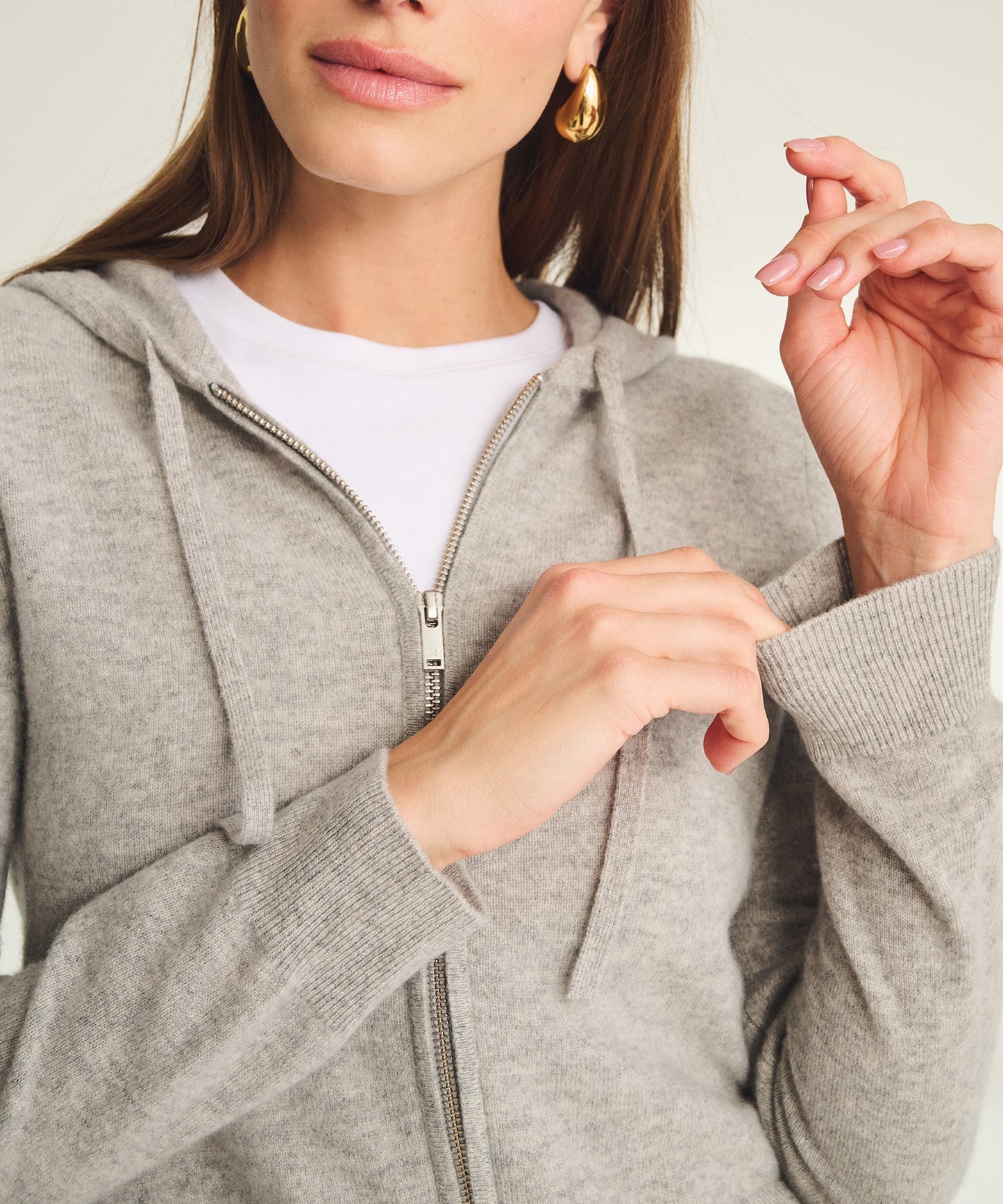 Signature Cashmere Cropped Zip Up Hoodie