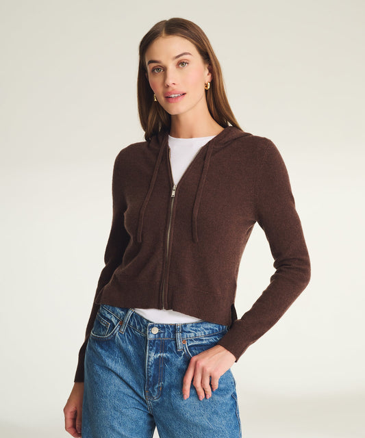 Signature Cashmere Cropped Zip Up Hoodie