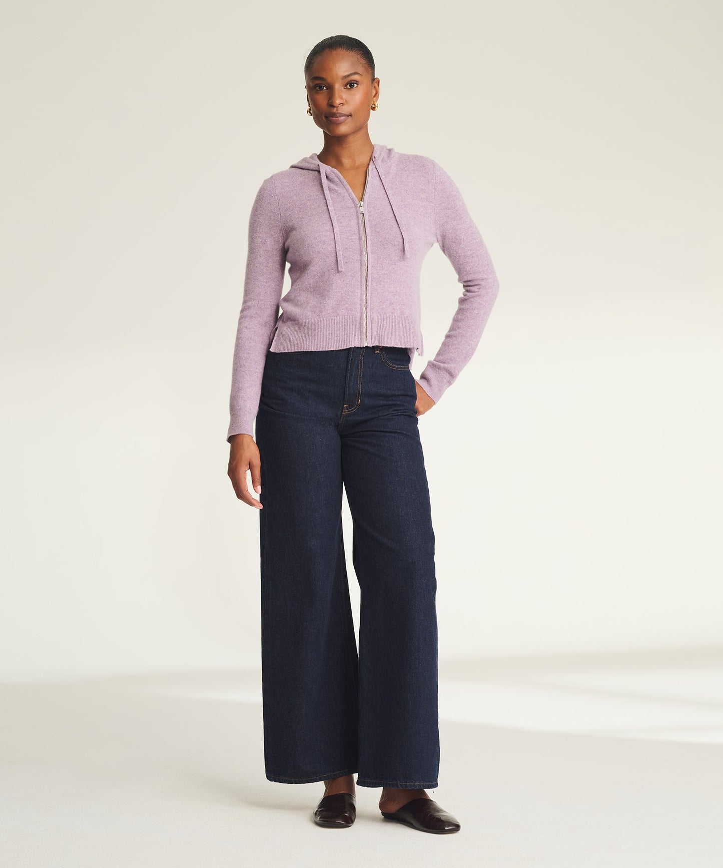 Signature Cashmere Cropped Zip Up Hoodie