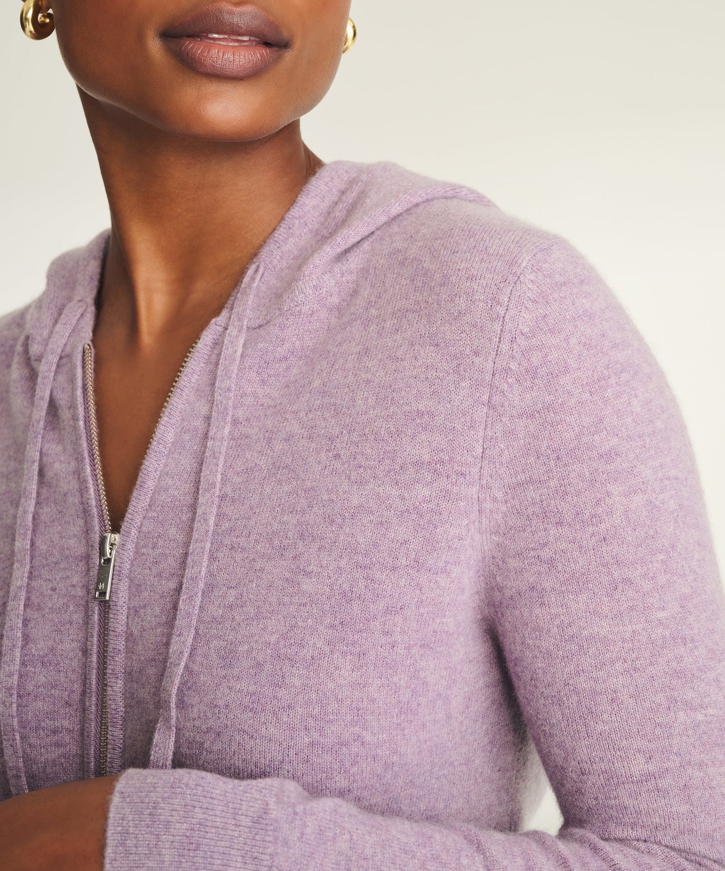 Signature Cashmere Cropped Zip Up Hoodie