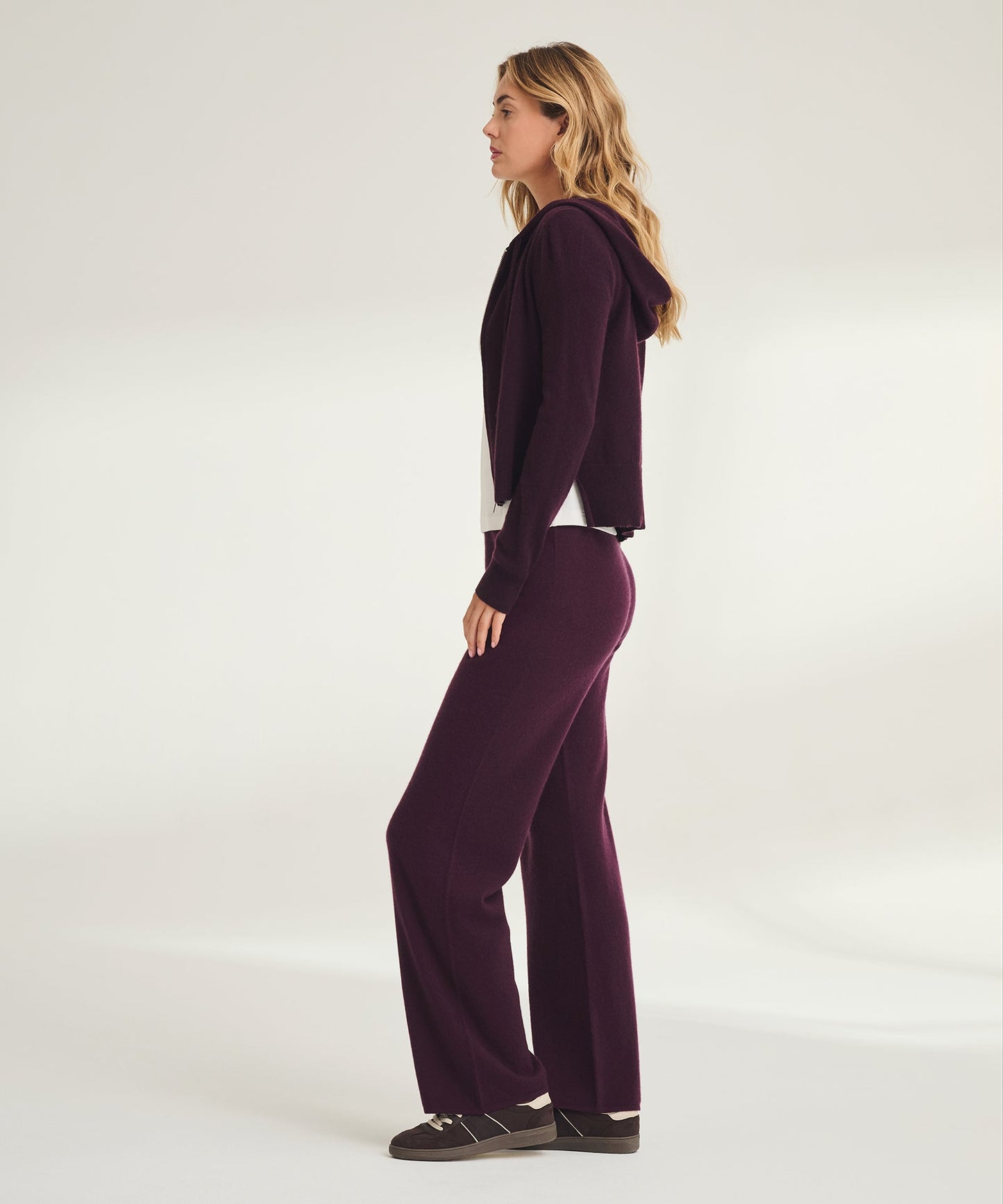 Signature Cashmere Cropped Zip Up Hoodie