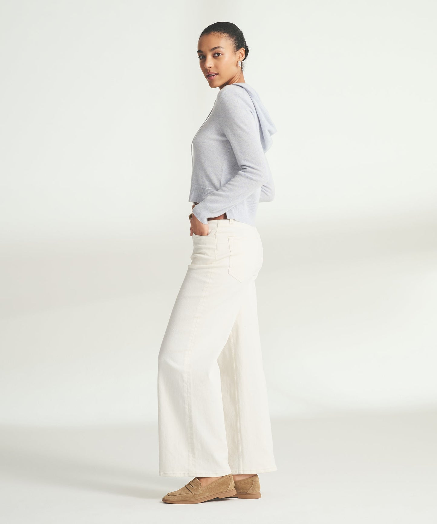 Signature Cashmere Cropped Zip Up Hoodie