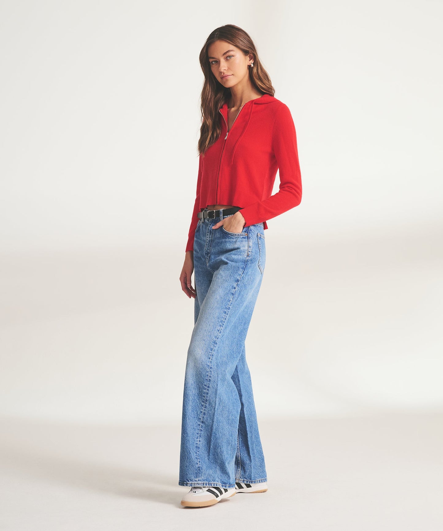 Signature Cashmere Cropped Zip Up Hoodie