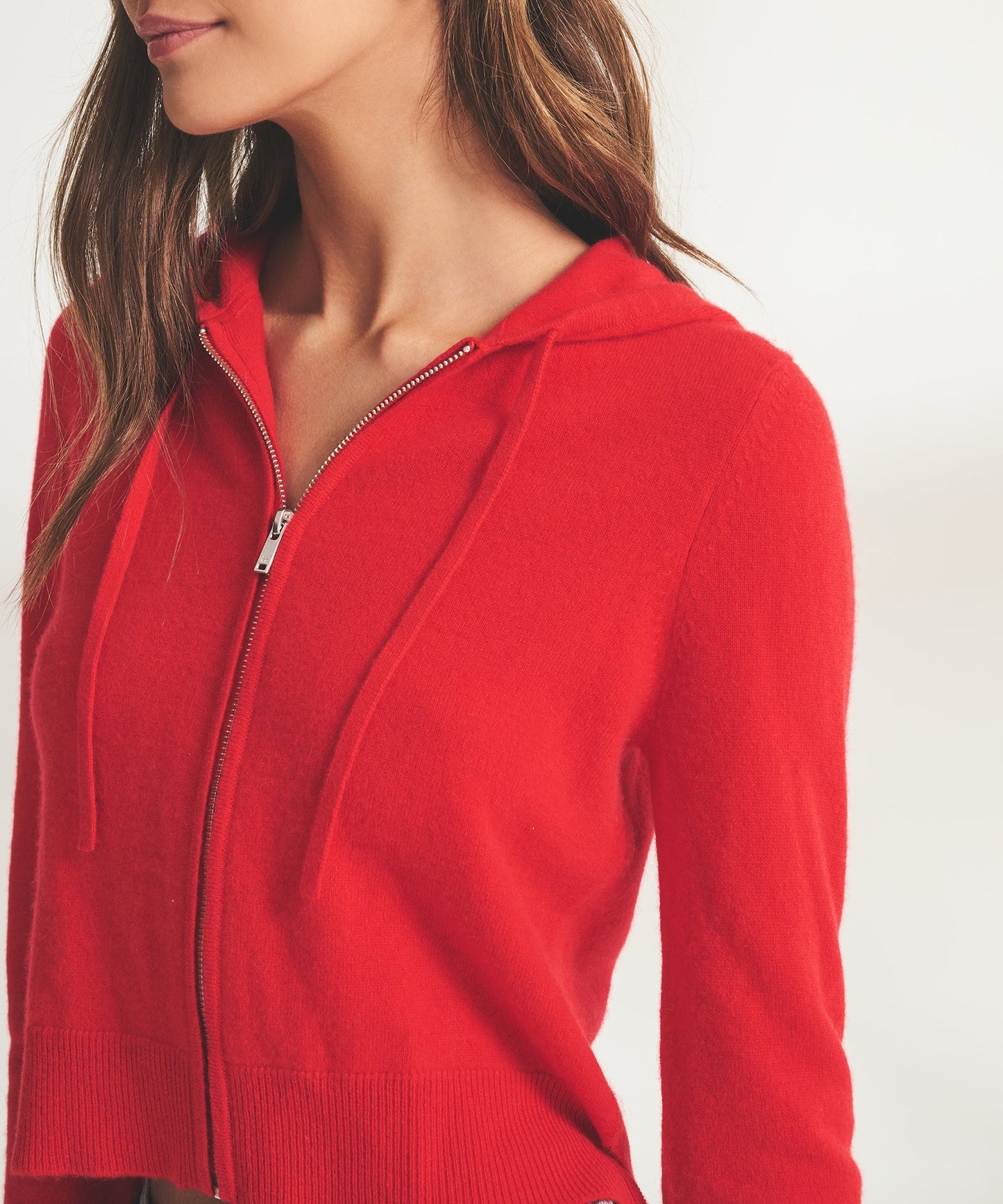 Signature Cashmere Cropped Zip Up Hoodie