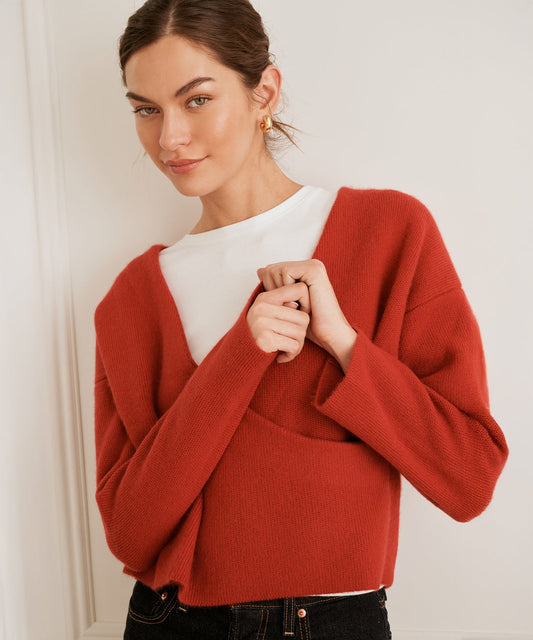 Super Luxe Cashmere Crossover Sweater