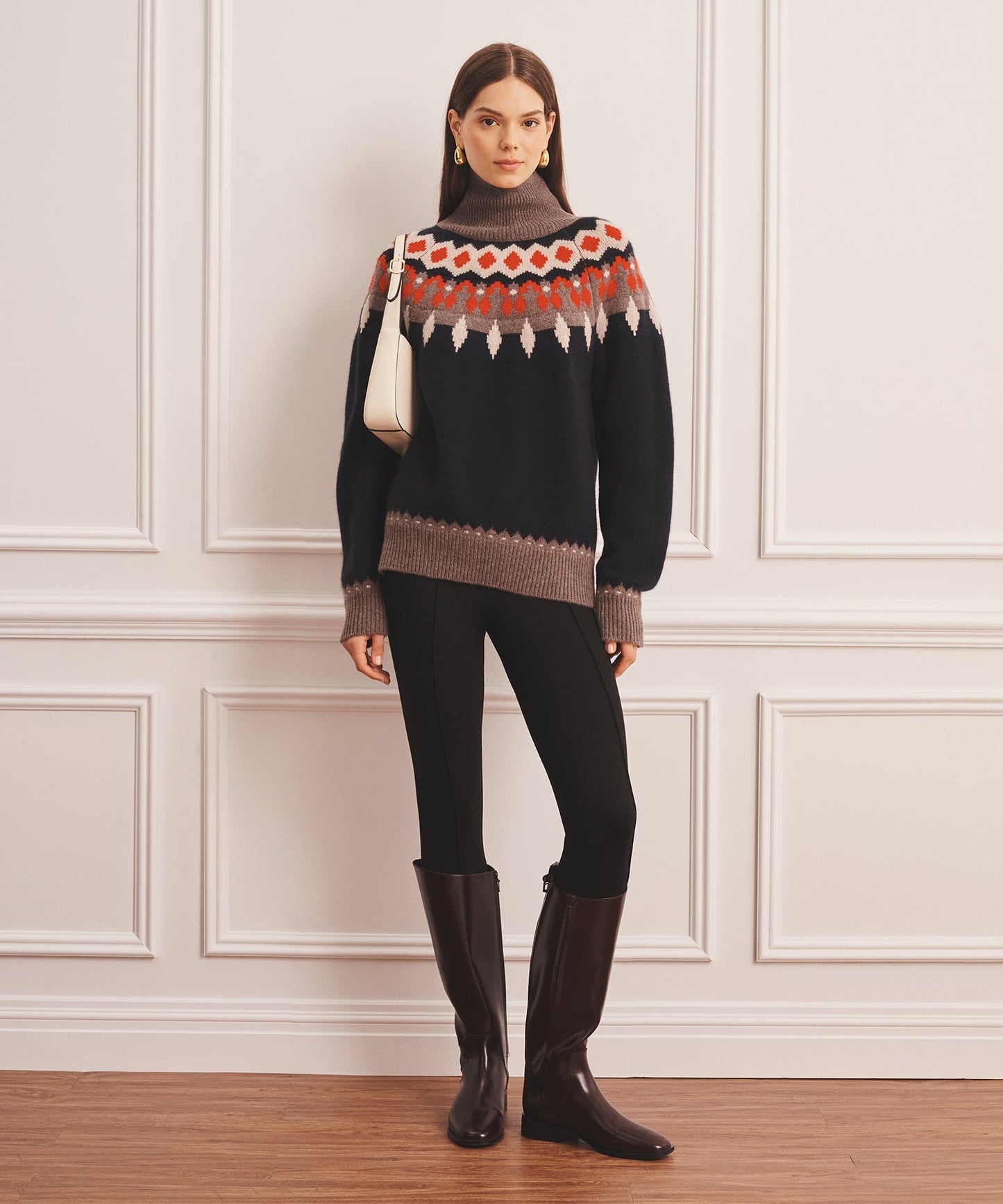 Super Luxe Cashmere Fair Isle Turtleneck Sweater