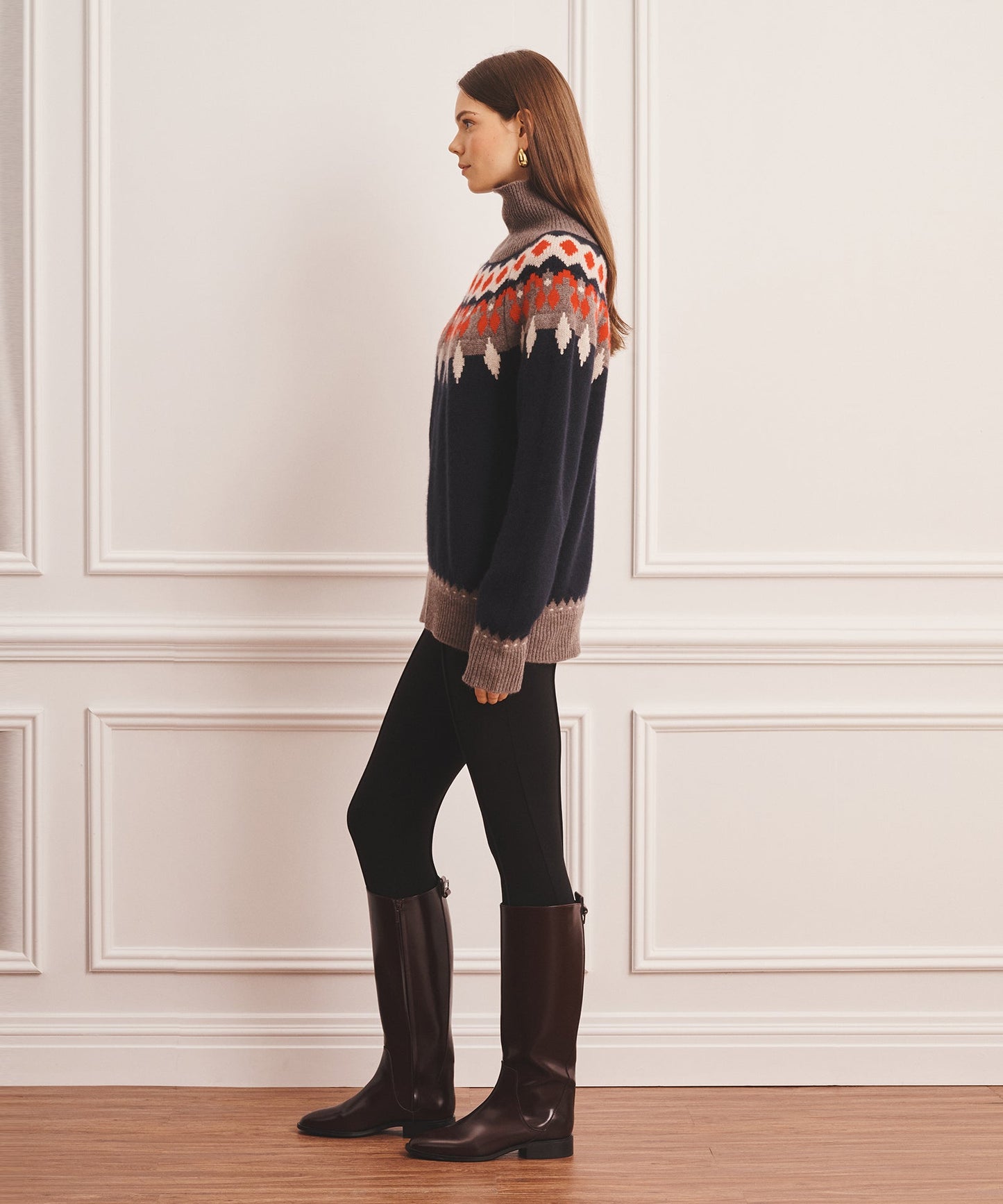 Super Luxe Cashmere Fair Isle Turtleneck Sweater
